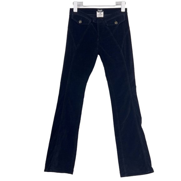Dolce & Gabbana Pants - Dolce & Gabbana D&G Y2K Front Flap Pocket Low Rise Velvet Velour Flare Pants 26